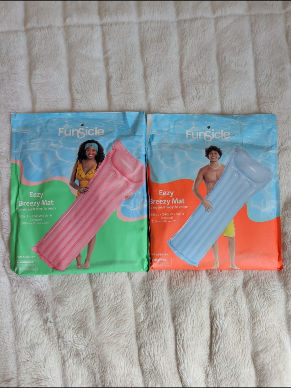 Funsicle Eezy Breezy Inflatable Pool Mat Bundle (2) New